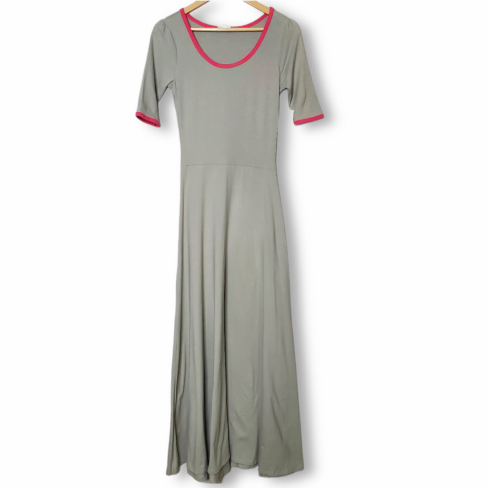 LuLaRoe Ana Maxi Dress Gray Pink Sz S